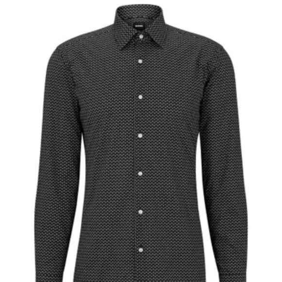 Linea In Slim Fit Printed Dress Shirt - Picture 1 of 7